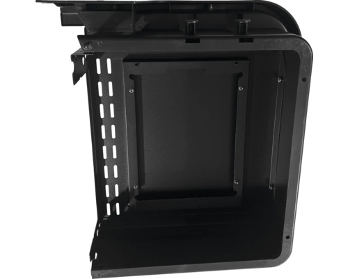 Innenansicht einer schwarzen Gehäusekonstruktion.