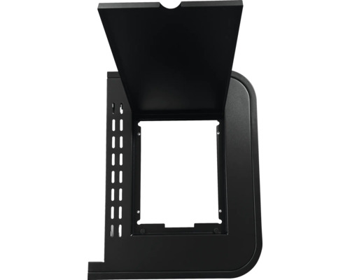 Schwarzer Kaminbausatz mit offener Klappe