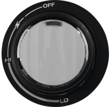 Drehknopf mit den Einstellungen Aus, Hoch und Niedrig