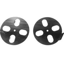 Zwei runde Ankerscheiben mit Löchern