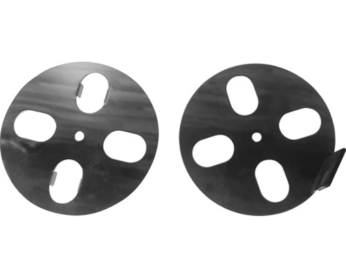 Zwei runde Ankerscheiben mit Löchern
