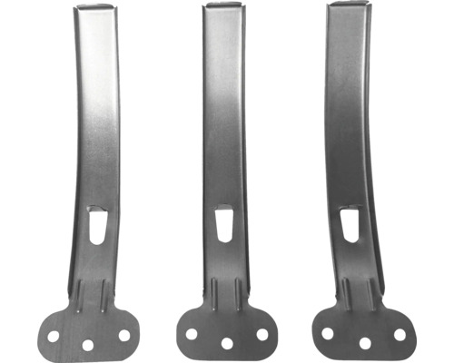 Drei Metallwinkelverbinder für Befestigungen