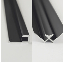 Zwei Ansichten eines schwarzen Aluminiumprofils