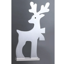Dekorative Rentierfigur aus Holz auf einem Sockel