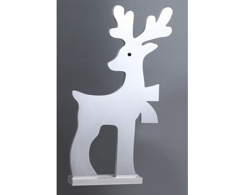 Dekorative Rentierfigur aus Holz auf einem Sockel