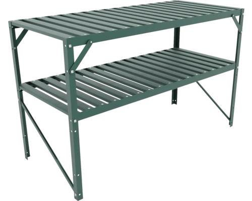 Metallregal mit zwei Ablageflächen für den Innen- und Außenbereich