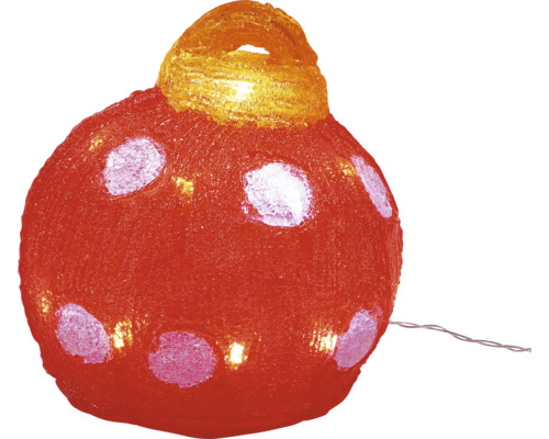 Leuchtfigur Lafiora Acrylkugel rot gepunktet 20 LEDs Lichtfarbe kaltweiß Ø 18 cm inkl. 6 Stunden Timer Dekorative Weihnachtskugel mit Punkten und Beleuchtung