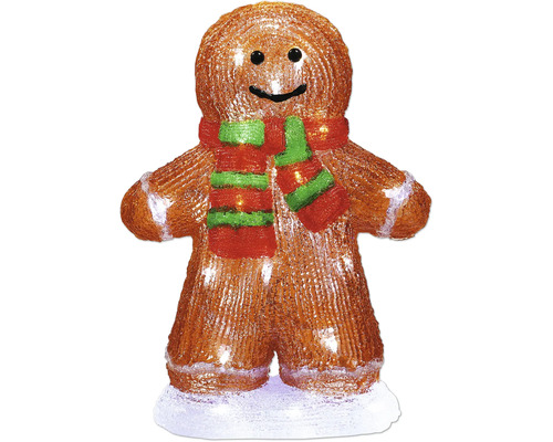 30er LED acryl Lebkuchenmann Höhe 35 cm kaltweiß Lebkuchenmann-Figur mit Schal als Weihnachtsdekoration