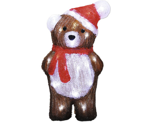Leuchtender Teddybär mit Weihnachtsmannmütze und Schal als Weihnachtsdekoration
