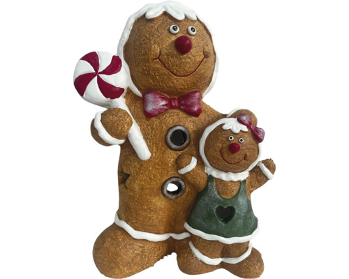 Dekofigur Lebkuchenmann und Lebkuchenfrau mit Beleuchtung