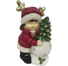 Weihnachtsdekoration Mädchen mit Weihnachtsbaum und Geweih