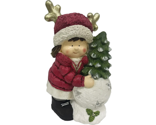 Weihnachtsdekoration Mädchen mit Weihnachtsbaum und Geweih