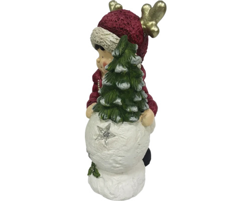 Dekorative Schneemannfigur mit Tannenbaum und Geweih