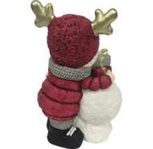 Dekofigur Rentier mit Schneemann und Geschenken