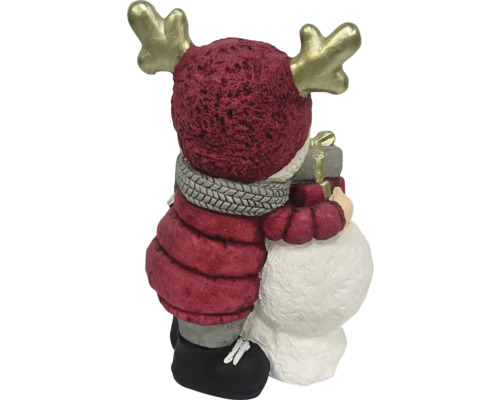 Dekofigur Rentier mit Schneemann und Geschenken
