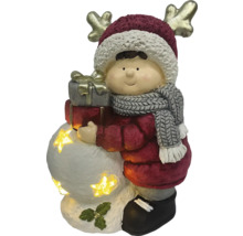 Dekofigur Junge mit Geschenken und Schneemann mit Sternen