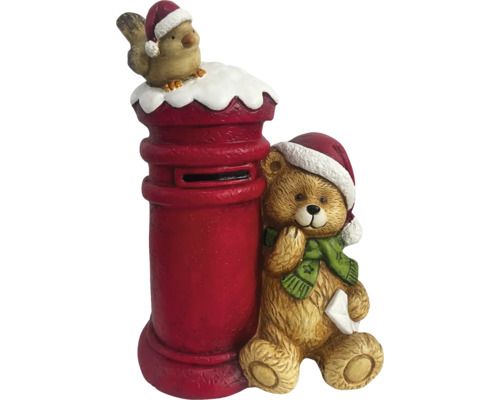 Weihnachtsdekoration Bär mit Briefkasten 27x18x37.5 cm Weihnachtsdekoration mit Briefkasten, Teddybär und Vogel