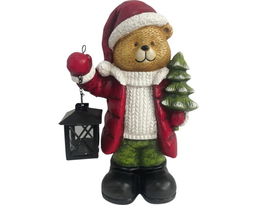Weihnachtsdekoration Bär mit Laterne 24x17.5x38 cm Teddybär als Weihnachtsdekoration mit Laterne und Tannenbaum