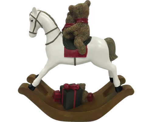 Dekorative Schaukelpferd-Figur mit Teddybär und Geschenken