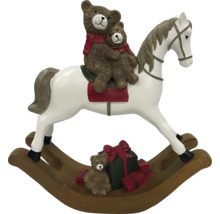 Dekorative Schaukelpferdfigur mit Bären und Geschenken