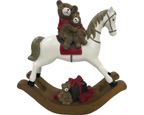 Dekorative Schaukelpferdfigur mit Bären und Geschenken