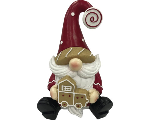 Weihnachtmann Lebkuchen Auto 16.5x13x25 cm Weihnachtlicher Deko-Wichtel mit Lebkuchenhaus-Motiv