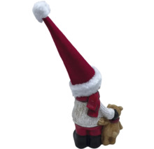 Weihnachtsmann Figur mit Teddybär und Mütze als Dekoration