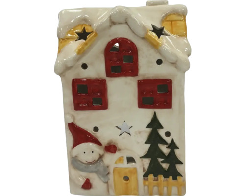 Dekoratives Lichthaus aus Keramik mit Weihnachtsmotiven