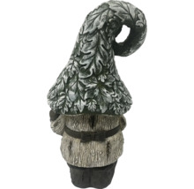 Gartenfigur Zwerg mit Blätterhut und Gürtel
