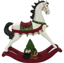 Dekoratives Schaukelpferd mit Weihnachtsbaum und Geschenken