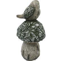 Dekorative Gartenfigur: Vogel auf Pilz