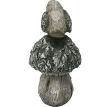 Dekorative Gartenfigur aus Steinguss in Form eines Pilzes mit Vogel