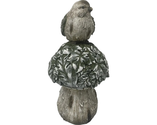 Dekorative Gartenfigur, Vogel auf Pilz