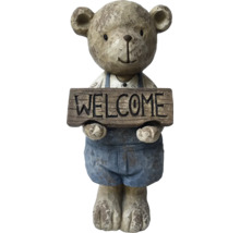 Dekorative Bärenfigur mit Willkommensschild für den Garten