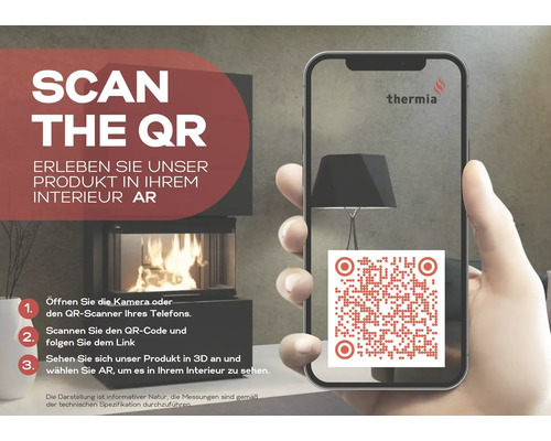 Informationen zum Scannen des QR Codes, um das Produkt in 3D und Augmented Reality anzusehen.