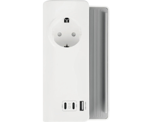 Steckdosenleiste QLink USB Docking Station 4-fach weiß/grau Steckdosenadapter mit USB Anschlüssen