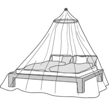 Bett mit Moskitonetz