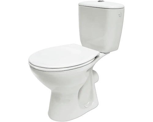 Standtiefspülklosett Kombination Form & Style Negos Abgang waagrecht weiß glänzend mit WC-Sitz