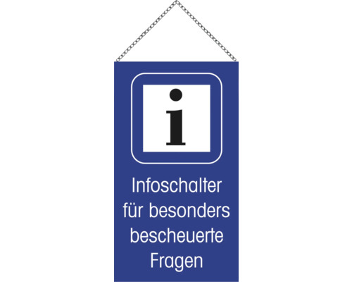 Infostelle für besonders knifflige Fragen Schild