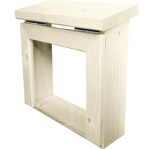 Holzhocker mit klappbarem Sitz