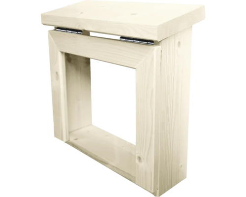 Holzhocker mit klappbarem Sitz
