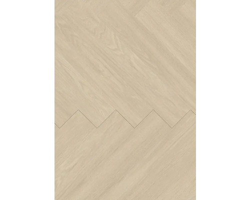 Vinyl-Diele Dryback 55 Padua beige zu verkleben 152x762x2,5 mm Helle Holzbodenfläche im Fischgrätmuster