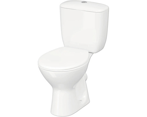 Standtiefspülklosett Kombination Form & Style Negos Abgang waagrecht weiß glänzend mit WC-Sitz