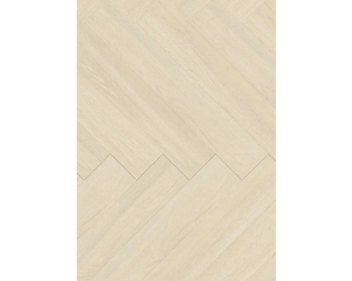 Vinyl-Diele Dryback 55 Padua Creme zu verkleben 152x762x2,5 mm Verlegung von hellem Parkett im Fischgrätmuster