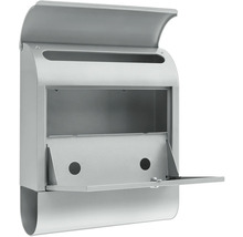 Geöffneter, silberfarbener Briefkasten zur Wandmontage