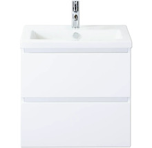 Weißer Waschtisch mit zwei Schubladen und Armatur