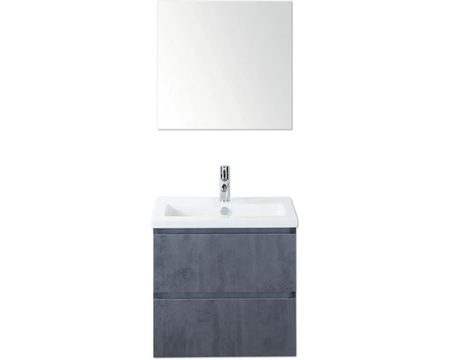 Waschtischkombination mit Spiegel und zwei Schubladen