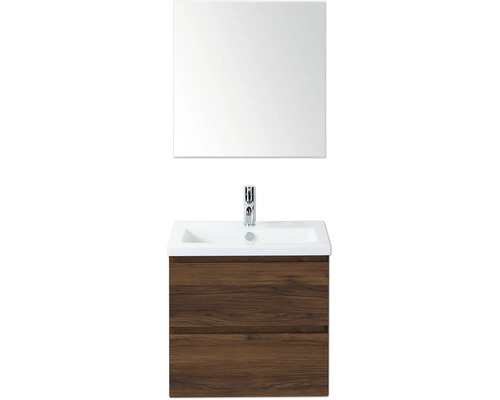 Waschtisch mit Unterschrank, Waschbecken, Armatur und Spiegel