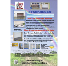 Werbeplakat für Waterstop Wasserschutzbarrieren zum Schutz vor Hochwasser