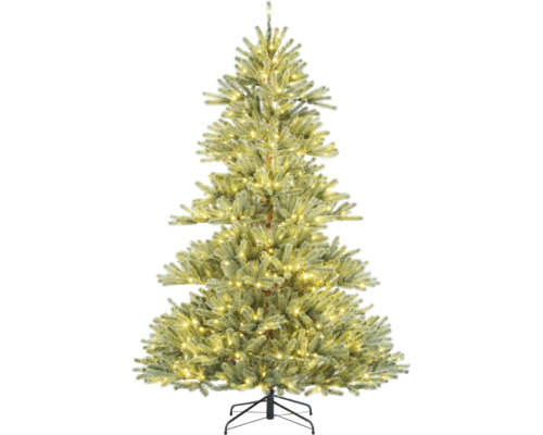 Geschmückter Weihnachtsbaum mit Beleuchtung auf Ständer